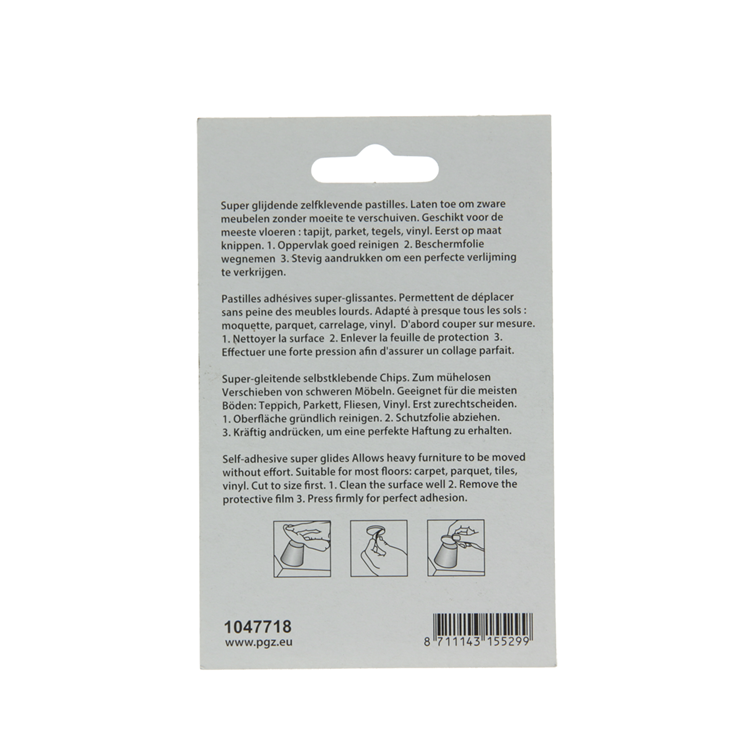Mack 1047718 - pastiglia super scorrevole autoadesiva grigia 16 x 75 mm 4 pz | 12 pezzi