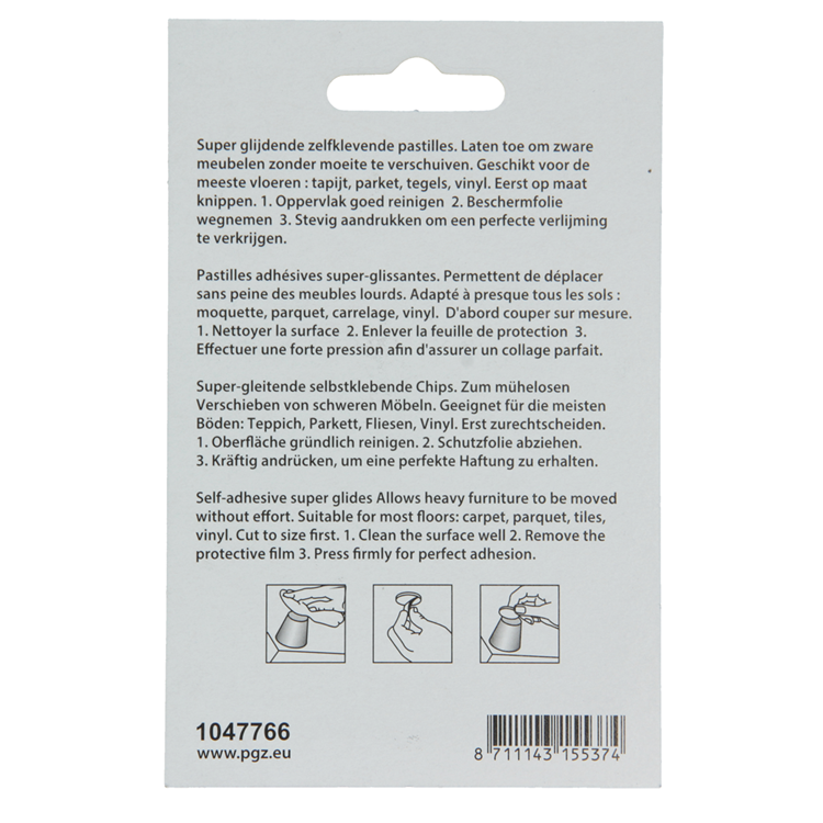 Mack 1047766 - pastiglia super scorrevole autoadesiva grigia ø 28 mm 4 pz | 12 pezzi