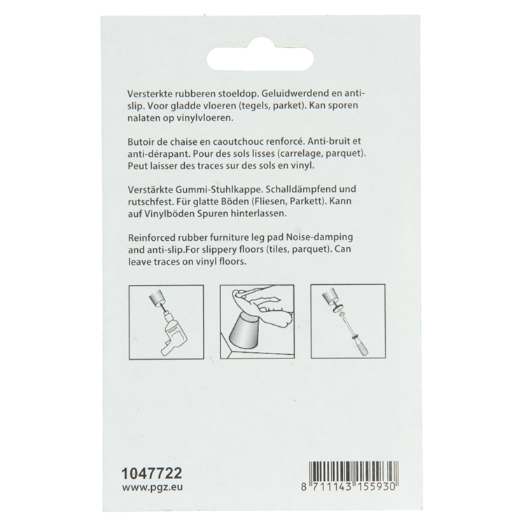 Mack 1047722 - stoeldop rubber + schroef zwart ø 23 mm 8 st pcs | 6 stuks