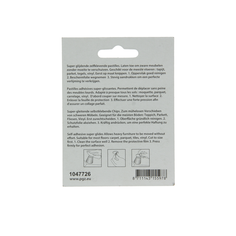 Mack 1047726 - pastiglia super scorrevole autoadesiva grigia ø 25 mm 4 pz | 12 pezzi