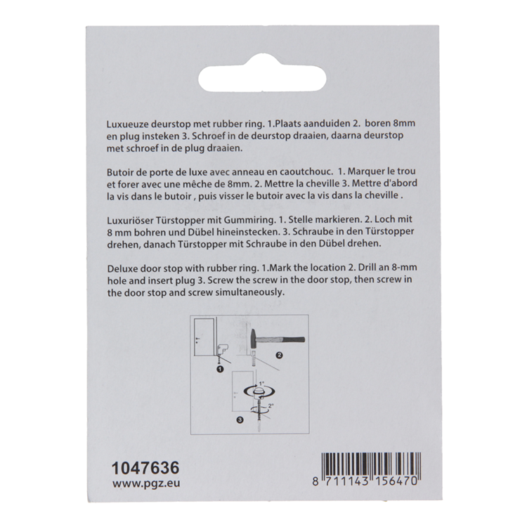 Mack 1047636 - deurstop cilindermodel inox look ø 30h35 mm 1 st pc | 6 stuks