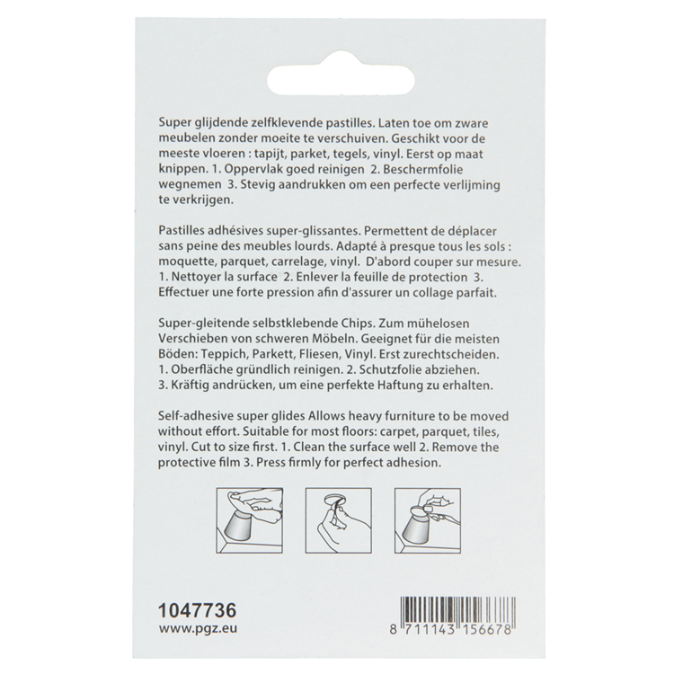 Mack 1047736 - pastiglia super scorrevole autoadesiva grigia ø 70 mm 4 pz | 6 pezzi