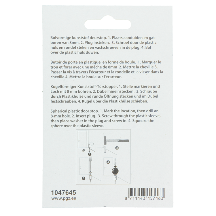 Mack 1047645 - deurbol met plug grijs ø 35 mm 1 st pc | 6 stuks