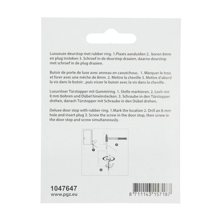 Mack 1047647 - deurstop cilindermodel inox look ø 28h28 mm 1 st pc | 6 stuks