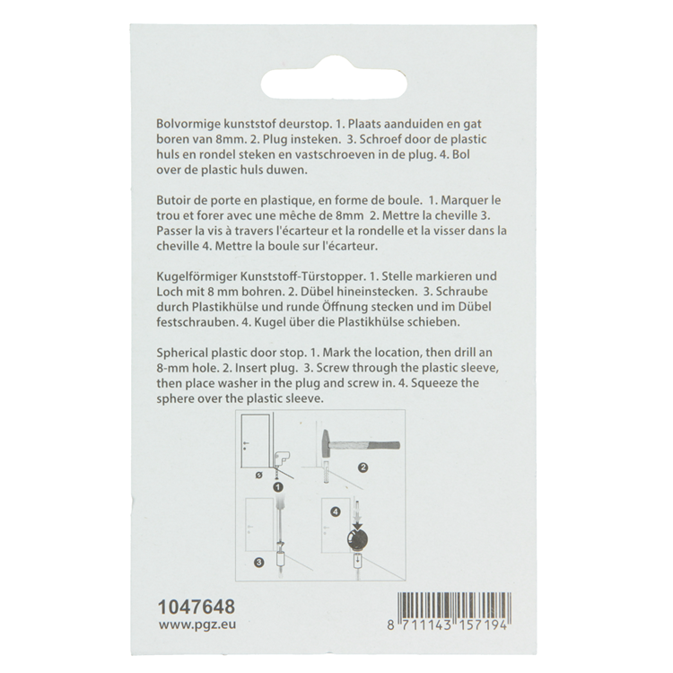 Mack 1047648 - door ball with plug white ø 35 mm 1 pc pc | 6 pieces
