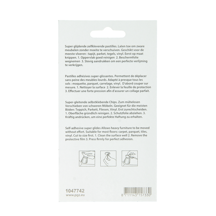 Mack 1047742 - pastiglia super scorrevole autoadesiva grigia 25 x 100 mm 4 pz | 12 pezzi