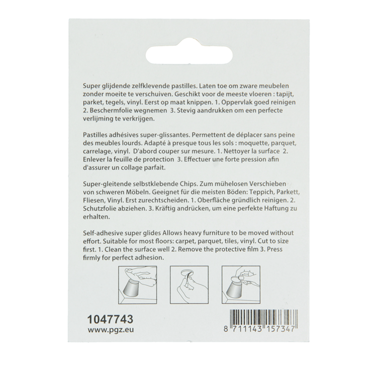 Mack 1047743 - pastiglia super scorrevole autoadesiva grigia ø 17 mm 16 pz | 12 pezzi