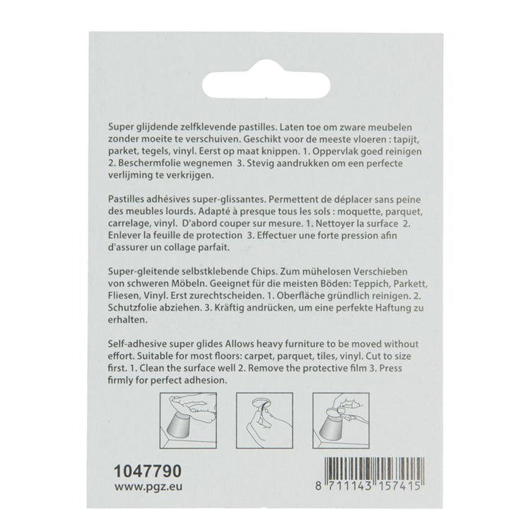 Mack 1047790 - pastiglia super scorrevole autoadesiva grigia 35x35x45 mm 4 pz | 12 pezzi