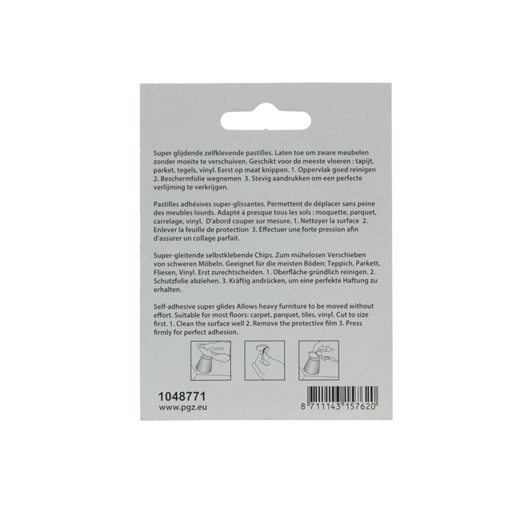 Mack 1048771 - pastiglia super scorrevole autoadesiva grigia 30 x 30 mm 4 pz | 12 pezzi