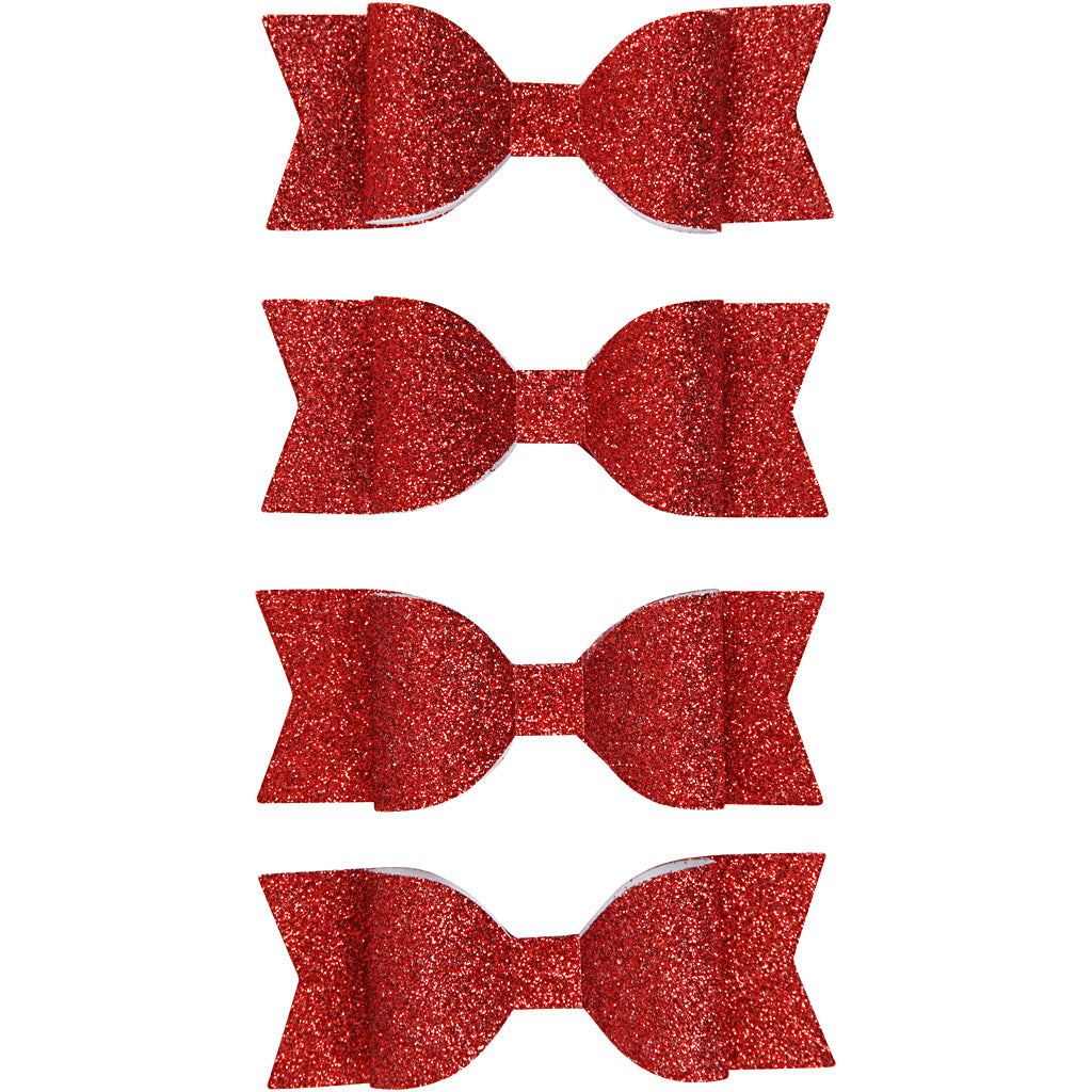 Lazos Vivi Gade, medidas 31x85 mm, purpurina roja, 4 piezas 1 caja
