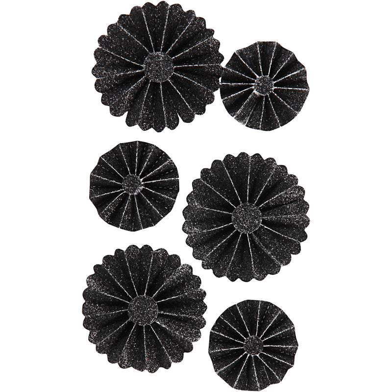 Rosette Vivi Gade, d 35+50 mm, glitter nero, 6 pezzi 1 scatola