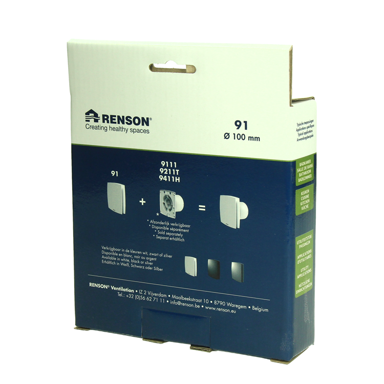 Renson 1069258 - cubierta de ventilador mecánico (9x11-dia 100) 91g (gris) | 2 piezas