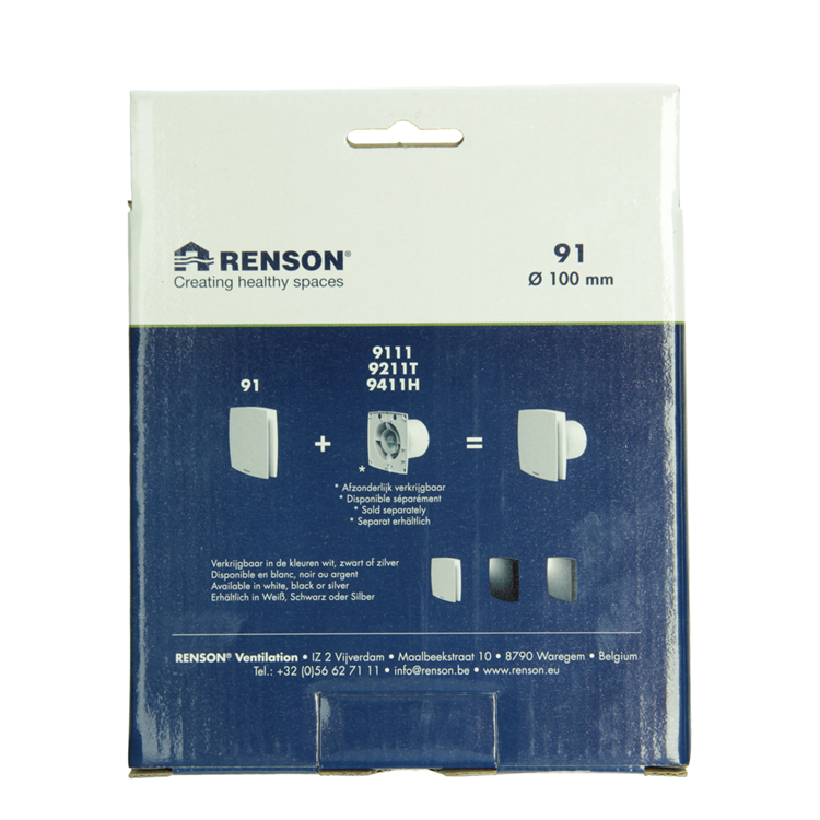 Renson 1069257 - cubierta de ventilador mecánico (9x11-dia 100) 91b (negro) | 2 piezas
