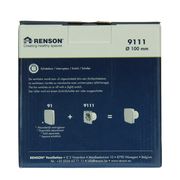 Renson 1069250 - mec. ventilador estándar 9111 (diámetro 100) | 2 piezas