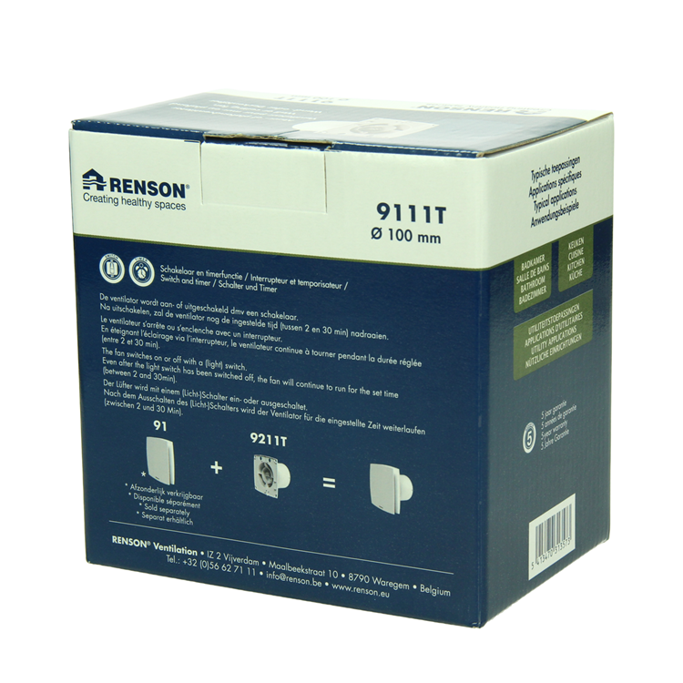 Renson 1069251 - mec. ventilador con temporizador 9211t (dia 100) | 2 piezas