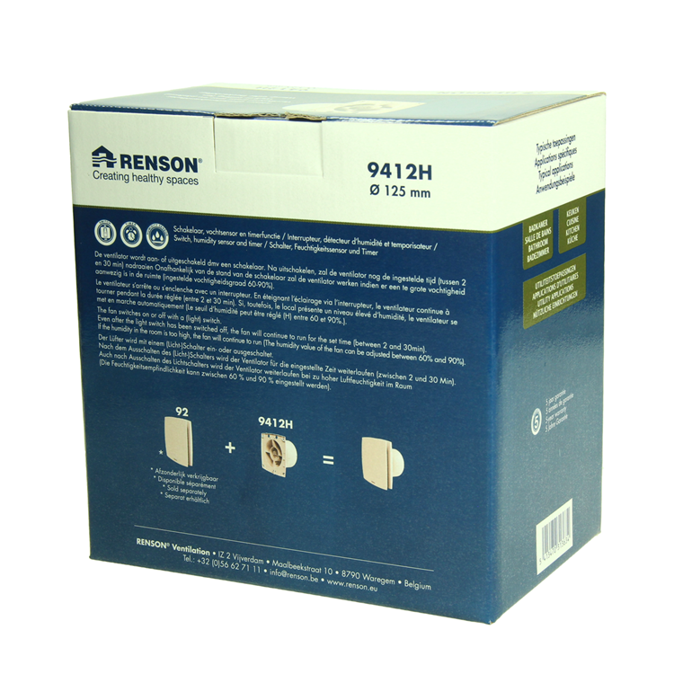 Renson 1069255 - ventilación mecánica. sensor de humedad del temporizador9412h (diapositiva 125) | 2 piezas
