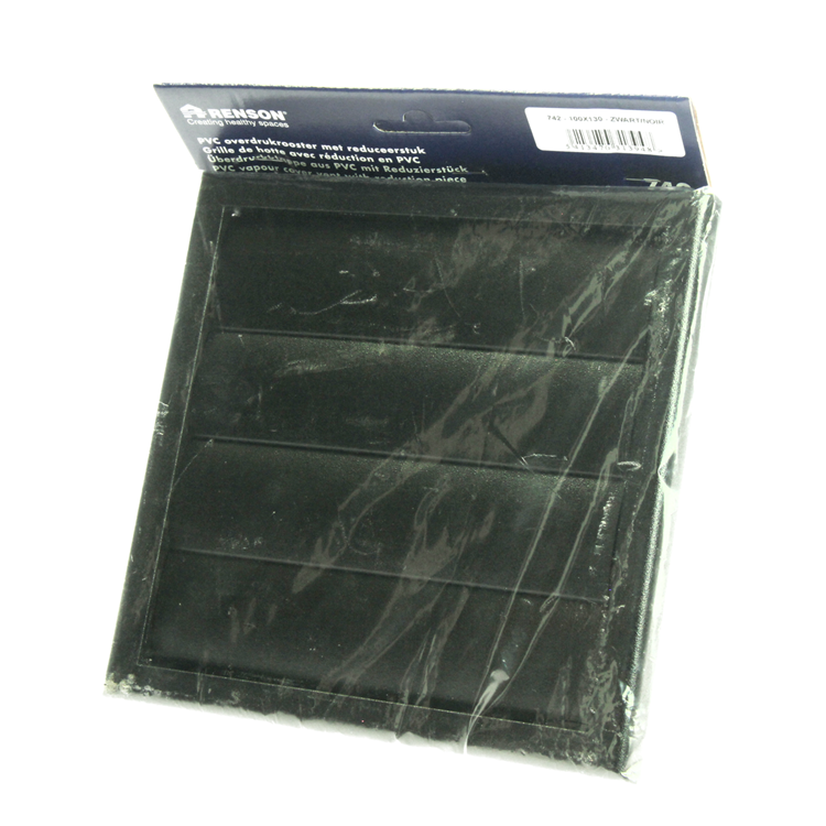 Renson 1069268 - rejilla campana extractora 4 trampillas PVC 742 (100-130) str 9005 (negro) | 2 piezas