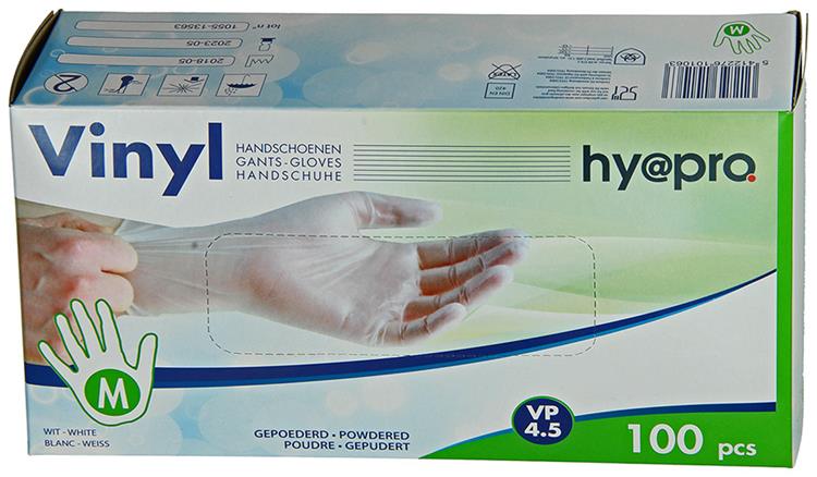 Hy@pro 1056837 - guante vinilo mediano + caja de 100 uds | 5 piezas
