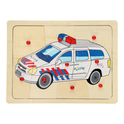 Playwood houten puzzel politie auto 9 delig hout - afbeelding 2