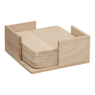 Soporte de madera Playwood con 6 posavasos