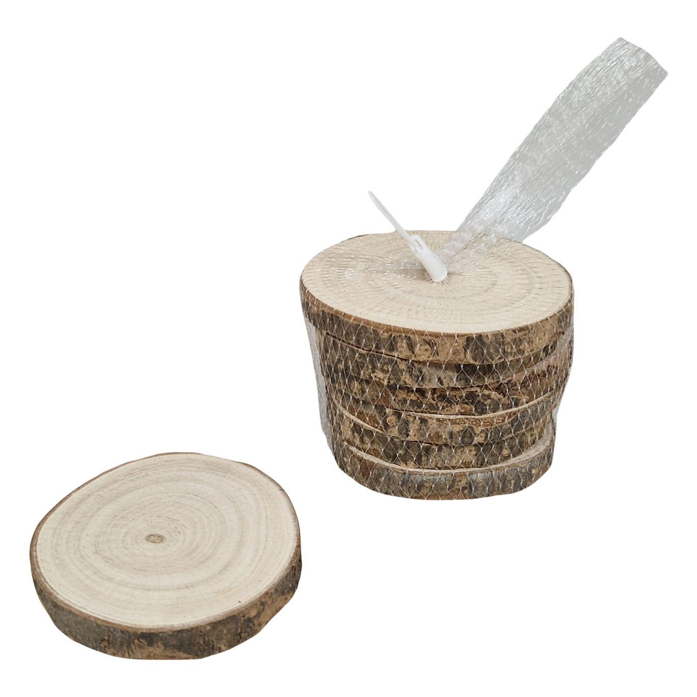 Round Coaster con corteccia di Paulownia Wood 10 cm, 6st.