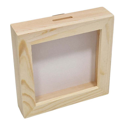 Salvadanaio Playwood in legno plexiglass con retro bianco piccolo