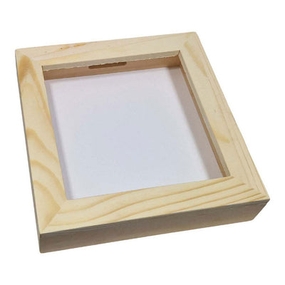 Salvadanaio Playwood in legno plexiglass con retro bianco medio