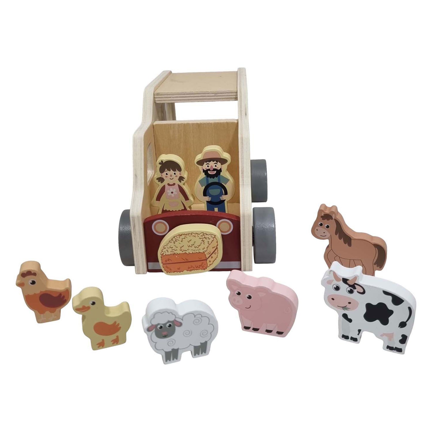Playwood forma de madera coche animales de granja