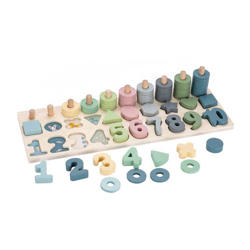 Tablero para aprender a contar y dar formas Playwood, 76 uds.