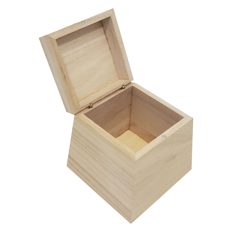 Caja de madera Playwood cuadrada con tapa abatible