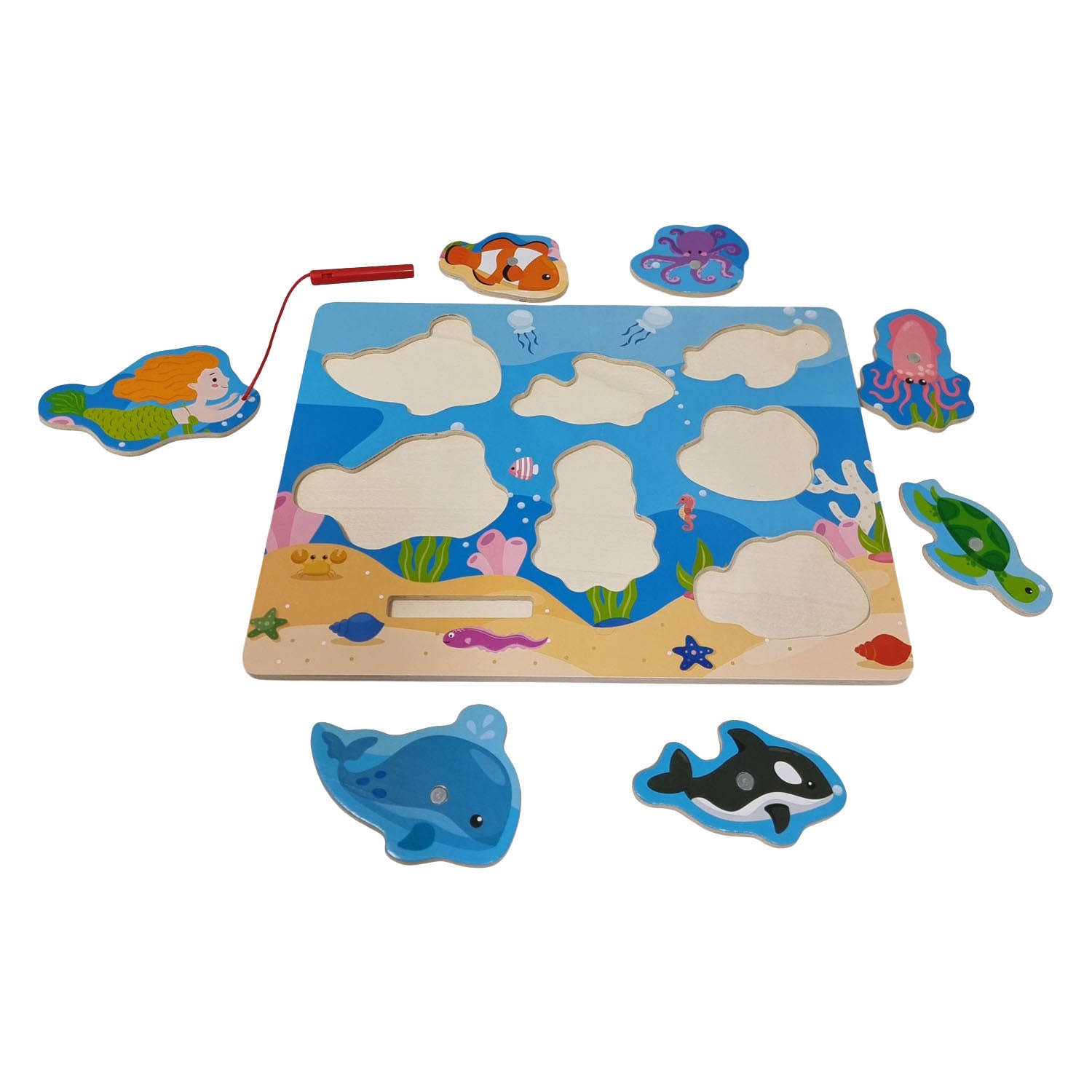 Puzzle in legno e gioco di pesca Playwood - 7 pz.