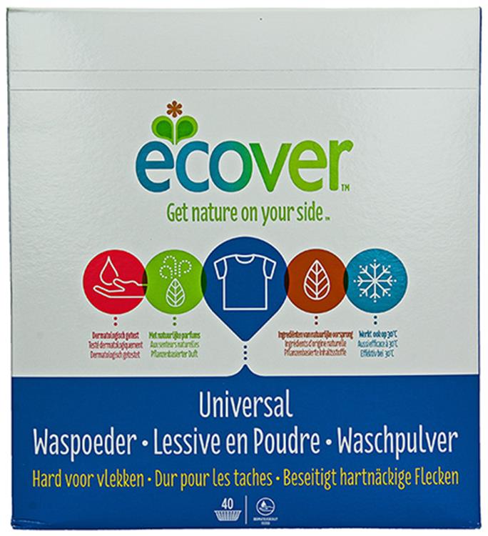 Ecover 1009801 - detergente en polvo universal 3kg 40 cucharadas | 3 piezas