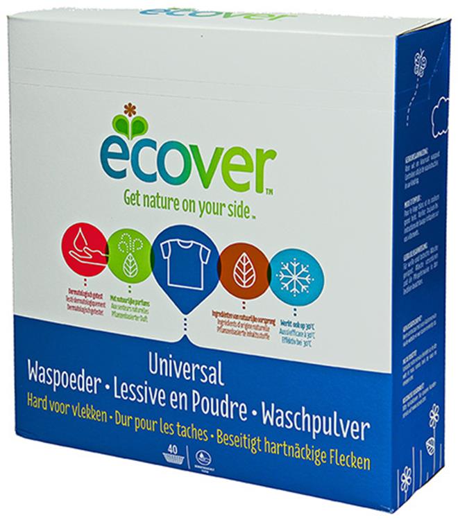 Ecover 1009801 - detergente en polvo universal 3kg 40 cucharadas | 3 piezas