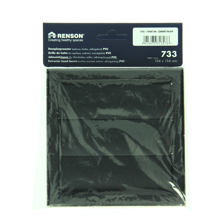 Renson 1069265 - Rejilla de campana extractora de superficie PVC 733 (154x154) str 9005 (negro) | 2 piezas