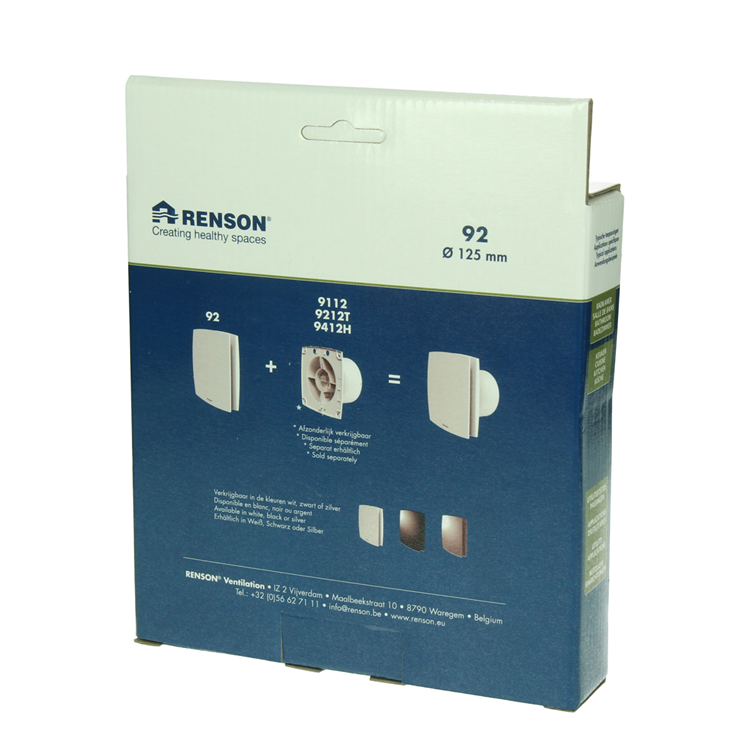 Renson 1069261 - cubierta de ventilador mecánico (9x12-dia 125) 92g (gris) | 2 piezas