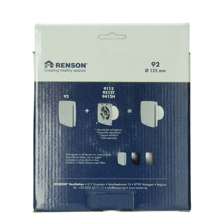 Renson 1069260 - cubierta de ventilador mecánico (9x12-dia 125) 92b (negro) | 2 piezas