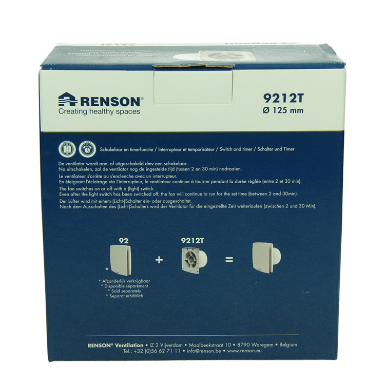 Renson 1069254 - mec. ventilador con temporizador 9212t (dia 125) | 2 piezas