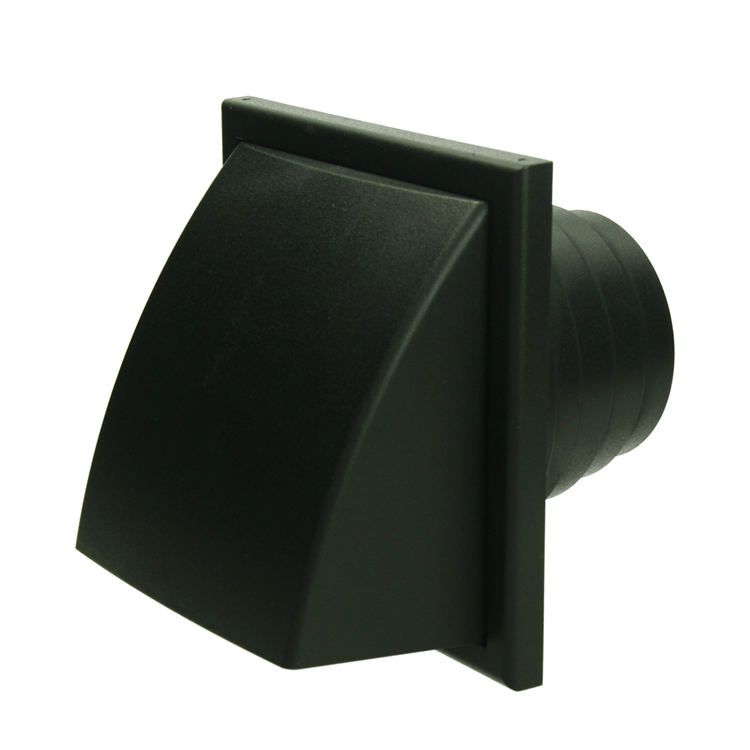 Renson 1069267 - rejilla campana extractora 1 trampilla PVC 741 (100-130) str 9005 (negro) | 2 piezas