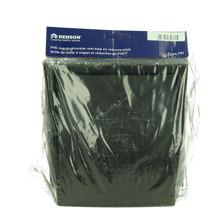 Renson 1069267 - rejilla campana extractora 1 trampilla PVC 741 (100-130) str 9005 (negro) | 2 piezas