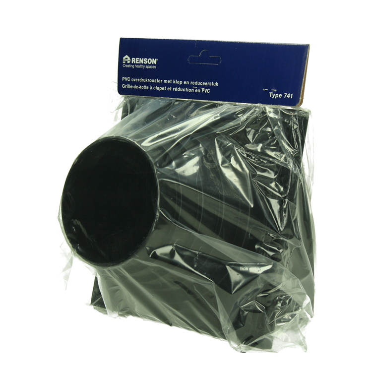 Renson 1069267 - rejilla campana extractora 1 trampilla PVC 741 (100-130) str 9005 (negro) | 2 piezas
