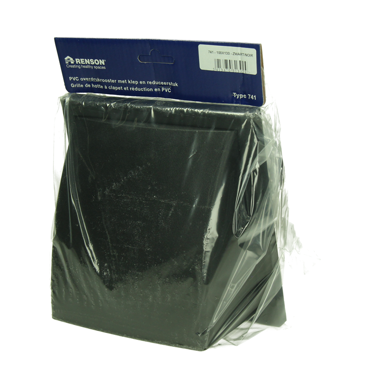 Renson 1069267 - rejilla campana extractora 1 trampilla PVC 741 (100-130) str 9005 (negro) | 2 piezas
