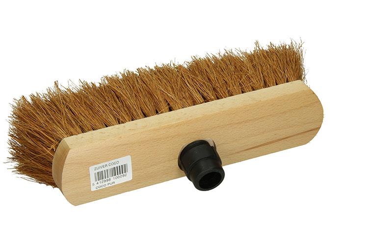 1009167 - escoba de coco redonda madera lacada 30cm + pieza eb negro | 5 piezas
