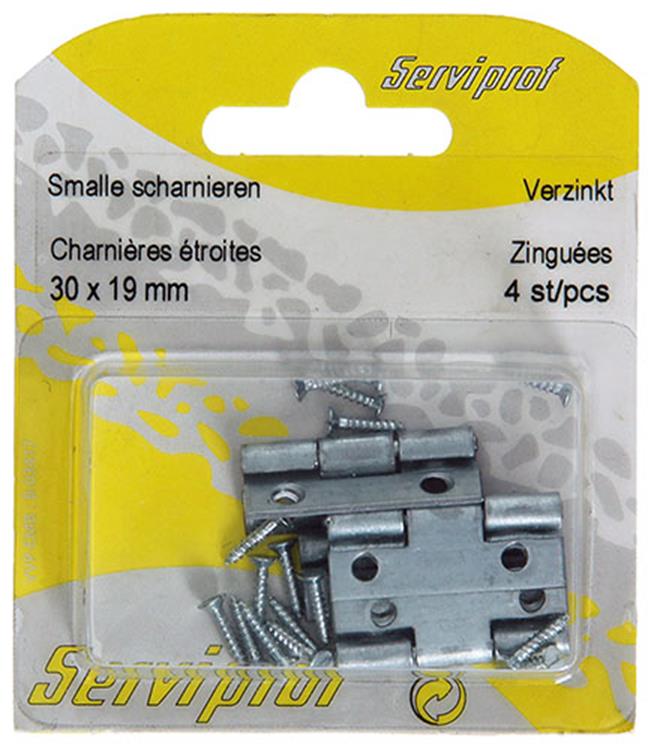 Mack 1013544 - 4 bisagras estrechas galvanizadas h 30 x w 19 mm | 5 piezas