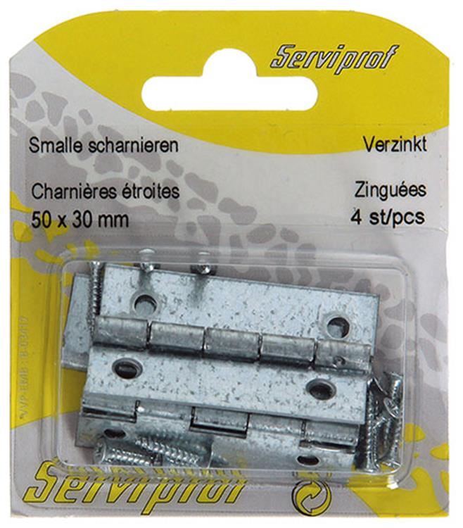 Mack 1013247 - 4 bisagras estrechas galvanizadas h 50 x w 30 mm | 5 piezas