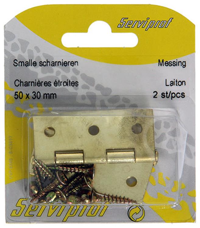 Mack 1013338 - 2 bisagras estrechas latón h 50 x w 30 mm | 5 piezas