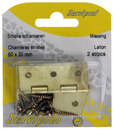 Mack 1013338 - 2 narrow hinges brass h 50 x w 30 mm | 5 pieces