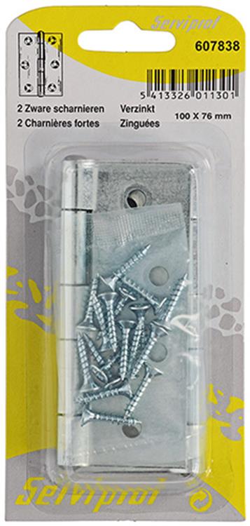Mack 1013612 - 2 bisagras pesadas galvanizadas h 100 x w 76 mm | 5 piezas