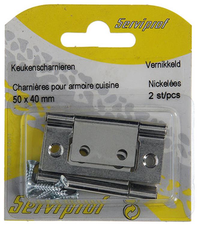 Mack 1013560 - 2 bisagras para puerta plegable niquelada alto 50 x ancho 40 mm | 5 piezas