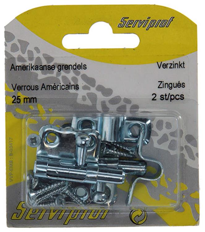 Mack 1013474 - 2 pestillos americanos galvanizados a 25 - b 10 mm | 5 piezas