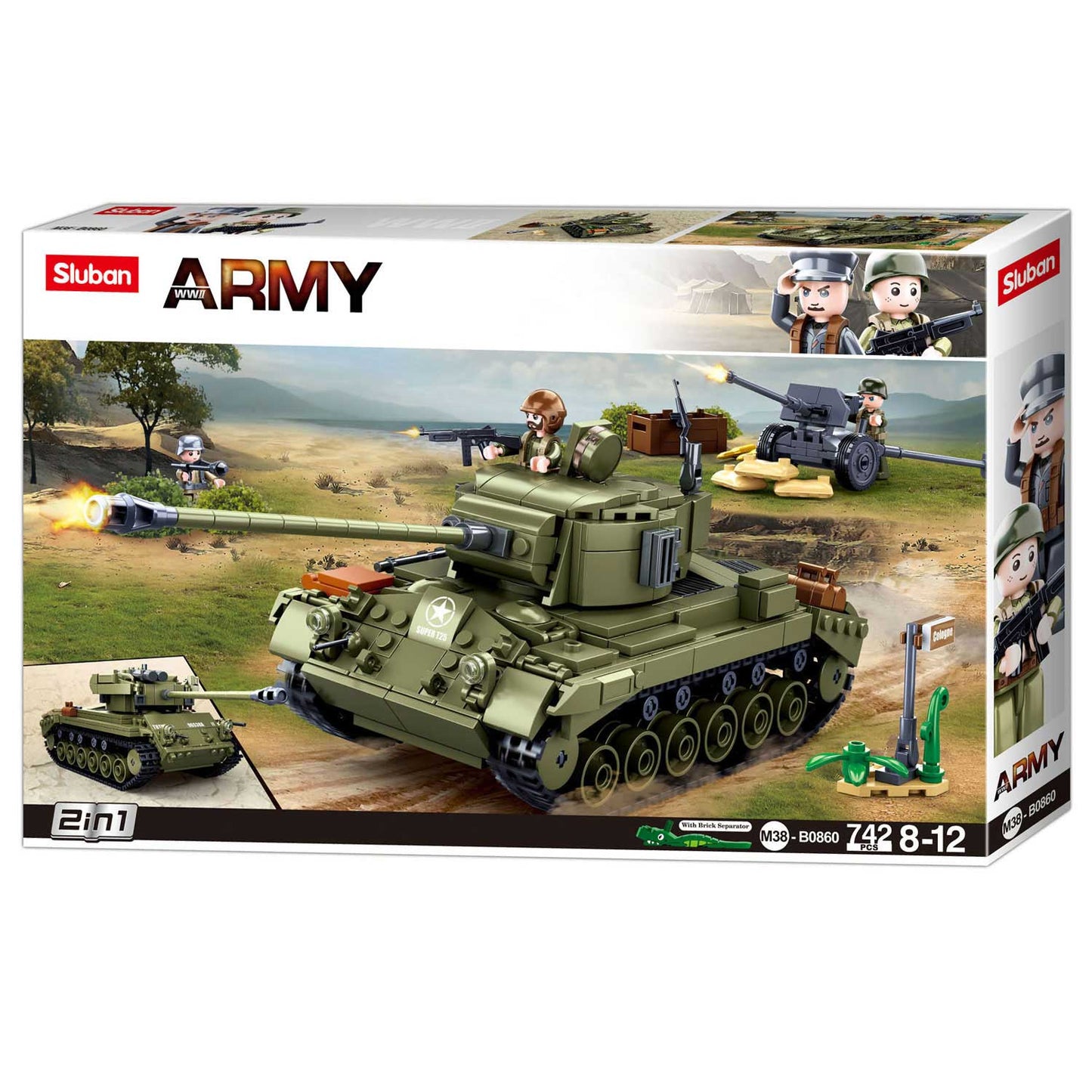 Sluban Army Tank Medium Tank Green